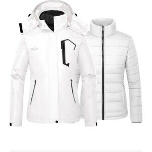 Women's Snowboarding Waterproof Mountain Ski Snow Jacket Winter Warm White Coat
